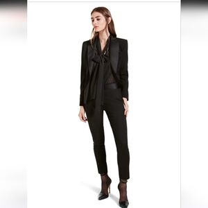 ALTUZARRA Target Women's Black Single Breasted Blazer Satin Lapel‎ 